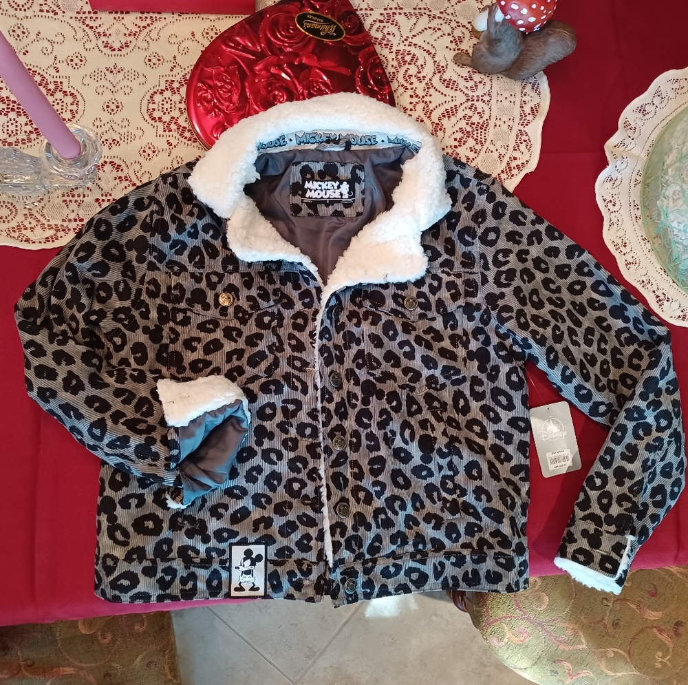 Mickey Mouse corduroy w faux sherpa collar jean jacket style Disney store NWT